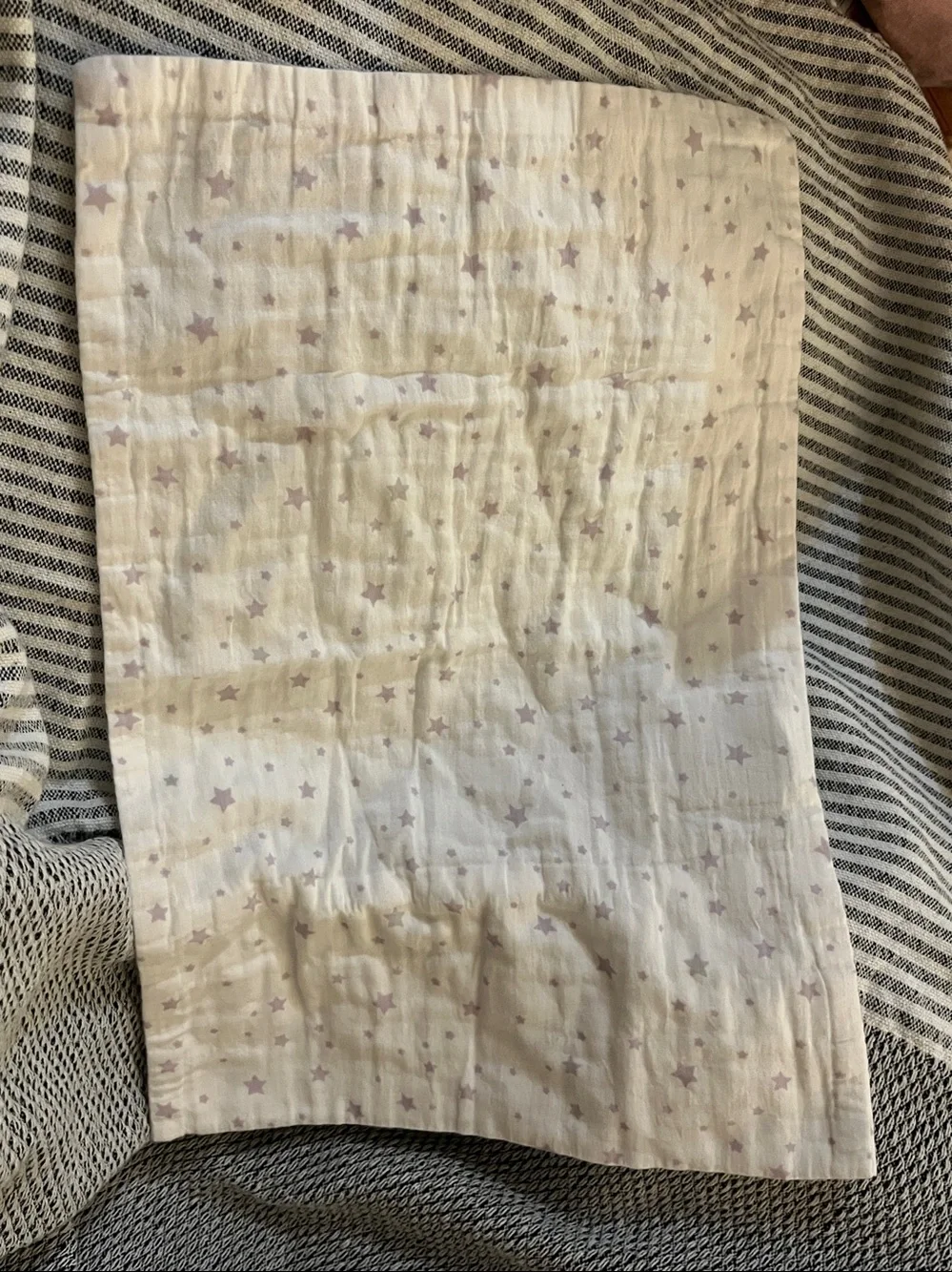 Restoration Hardware ~Cream Pillow case with Lavender Star Print~1 sham